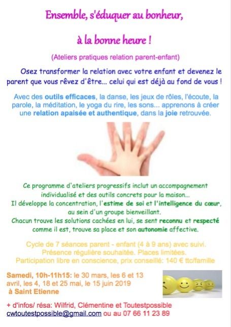 (atelier de pratique) Ensemble, s'éduquer au bonheur, à la bonne heure !