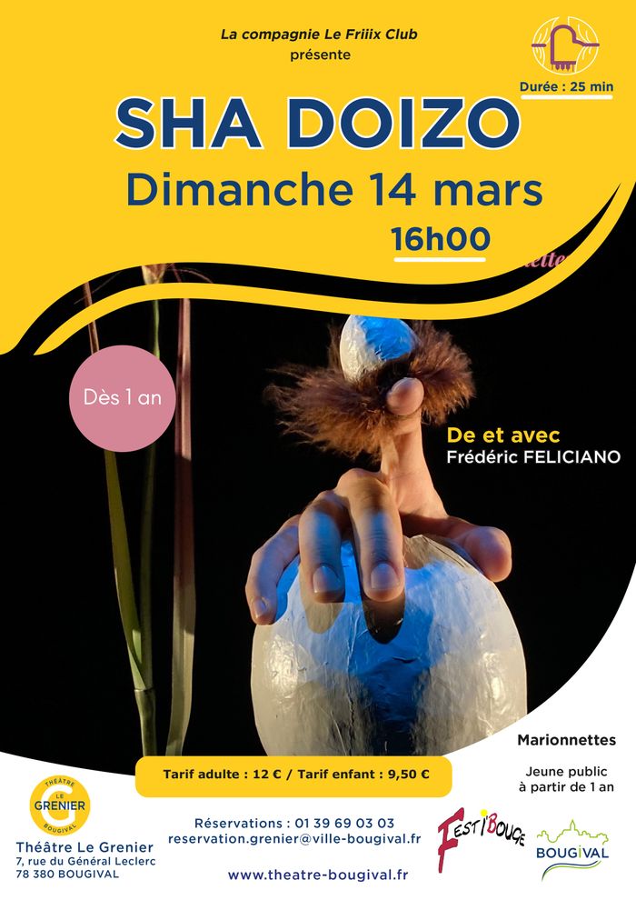 Sha Doizo est un délicat spectacle de marionnettes sans paroles destiné aux tout-petits.
