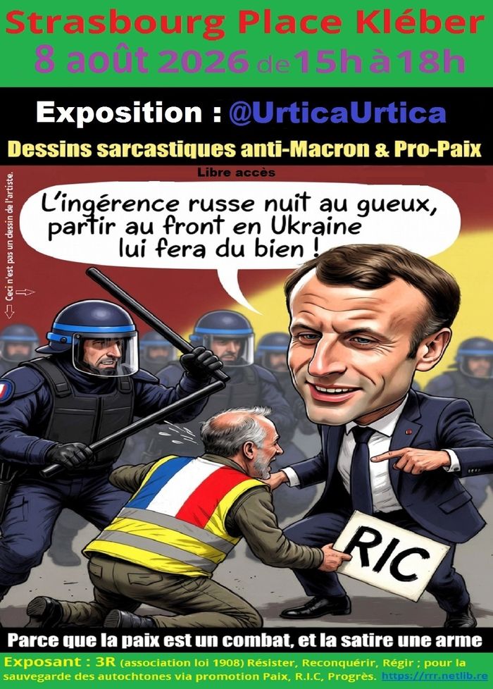 Expo @UrticaUrtica : "Dessine-moi des bellicistes ; Urtica dessina les électeurs de Macron"