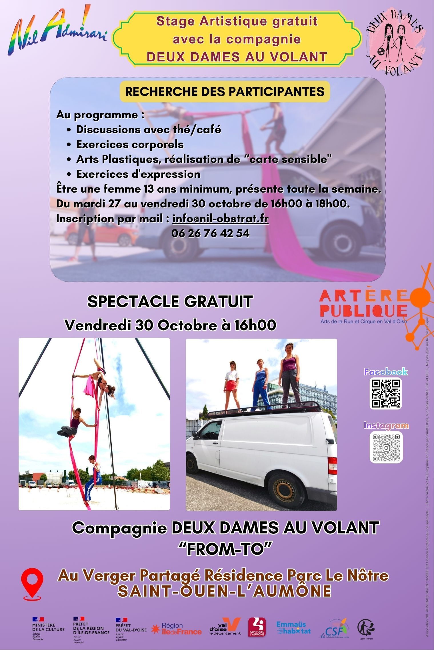 Stage artistique gratuit avec la Compagnie "DEUX DAMES AU VOLANT"