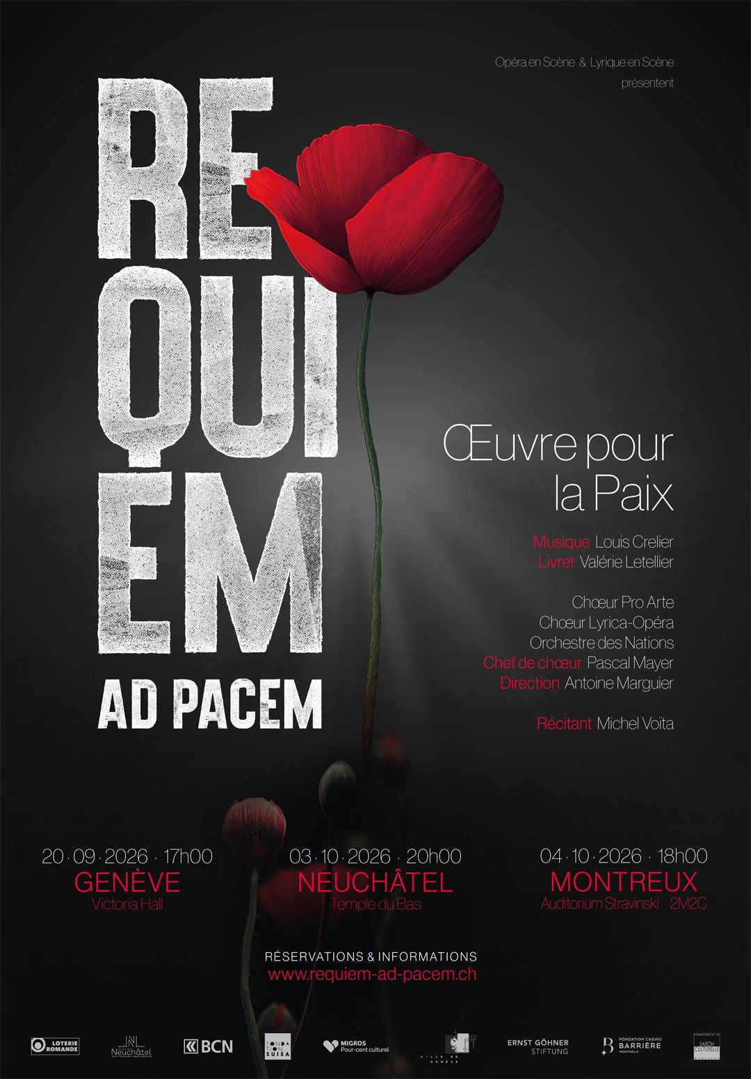 Requiem ad Pacem; Orchestre des Nations; chœurs Lyrica-Opéra et Pro Arte de Lausanne; Michel Voïta, récitant.
