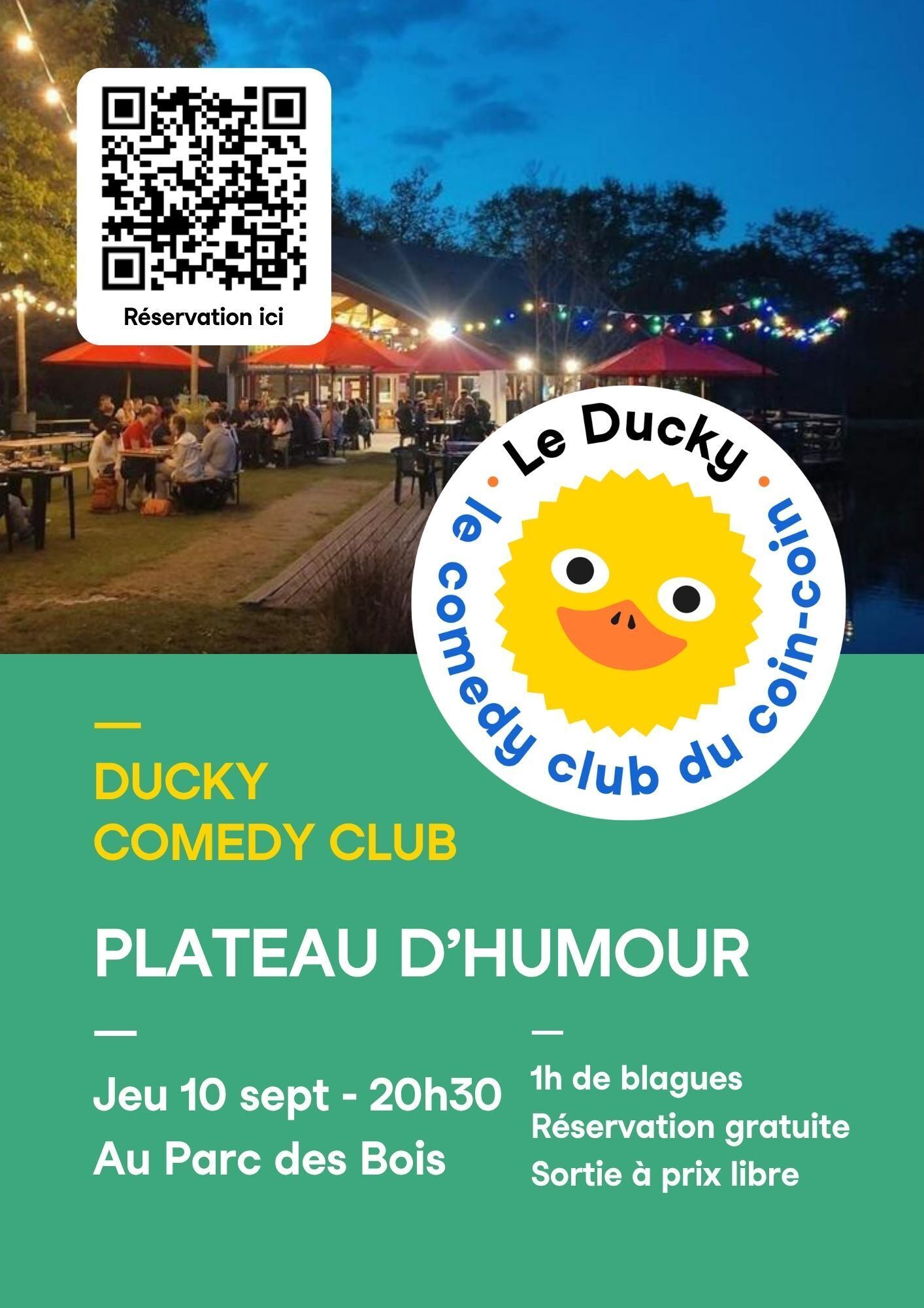 🦆 Le Ducky Comedy Club revient au Parc des Bois !