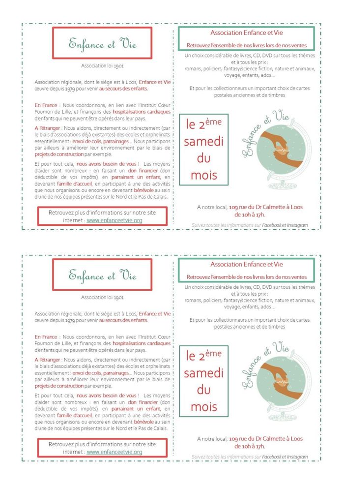 Vente de livres, CD et DVD par l'association Enfance et Vie au profit des enfants hospitalisés