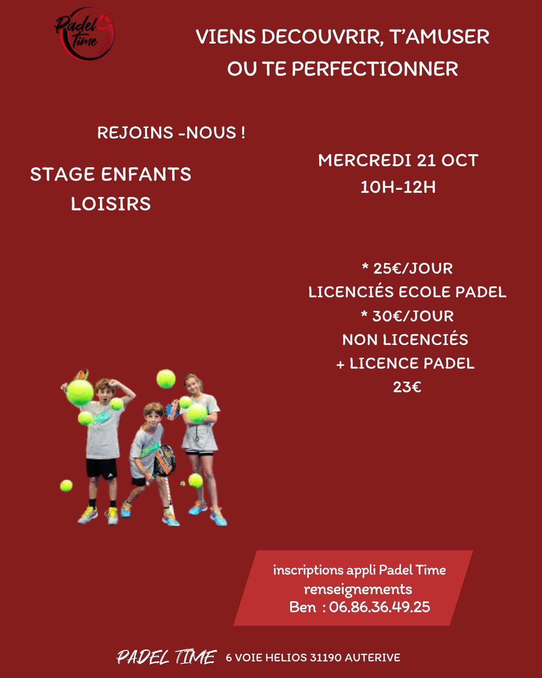 Stage enfants loisirs - Padel Time