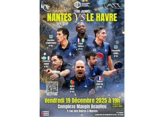 Tennis de table : Pro B - Match Nantes TT vs Le Havre