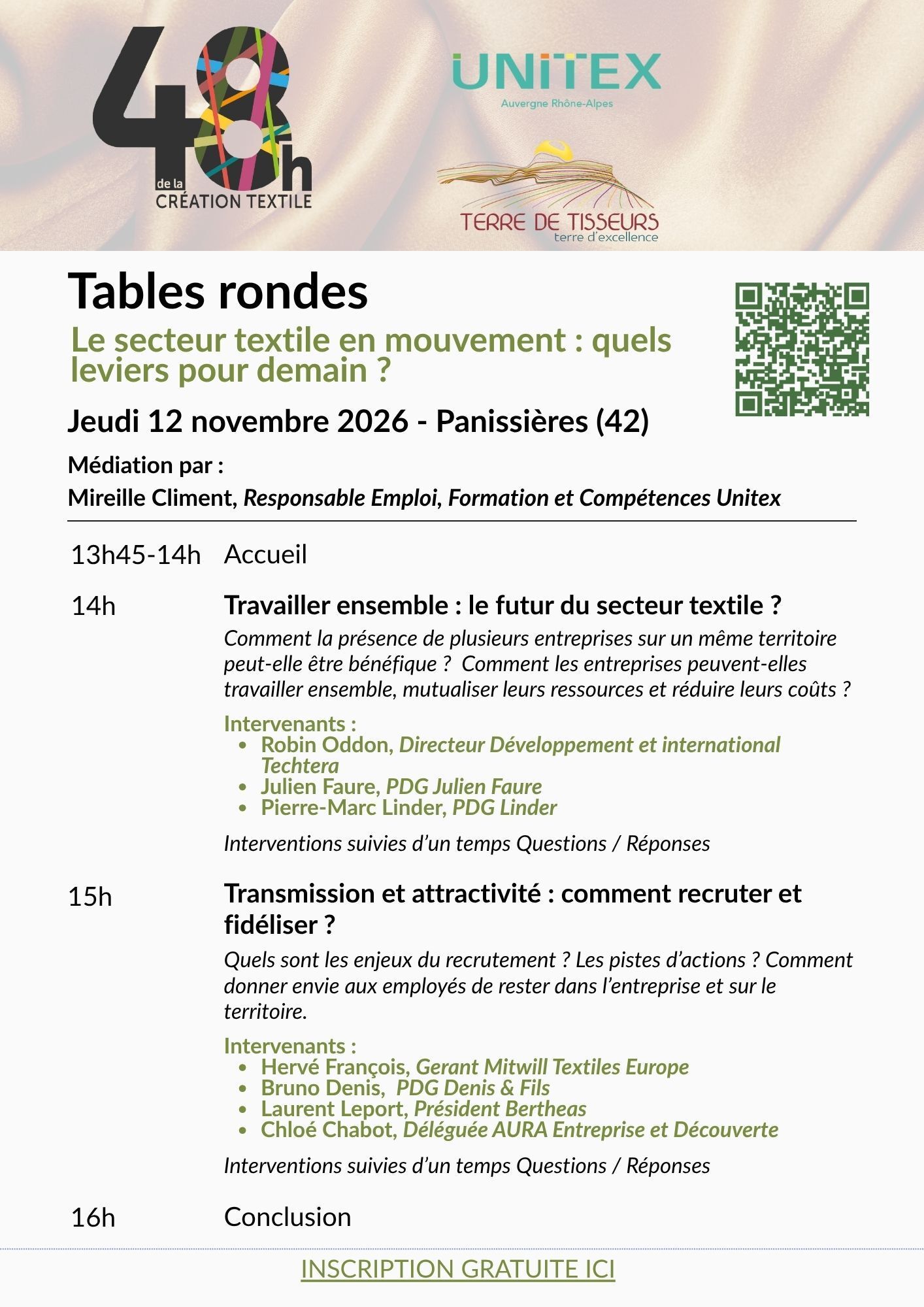 Tables rondes : Le secteur textile en mouvement : quels enjeux pour demain ?