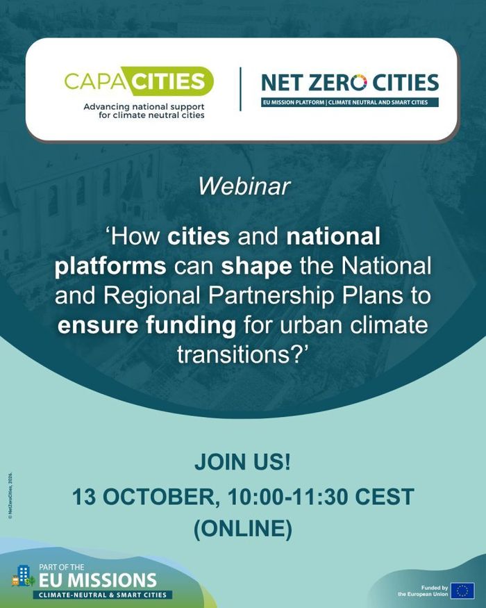 WEBINAR : How cities and national platforms can shape the National and Regional Partnership Plans to ensure funding for urban climate transitions?