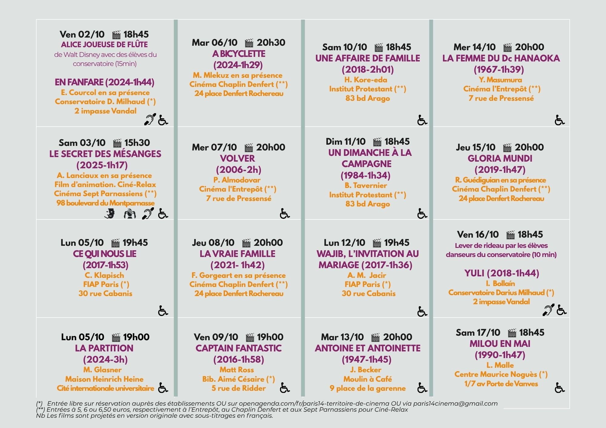 Programme du 9è festival de Paris 14 Territoire de cinéma