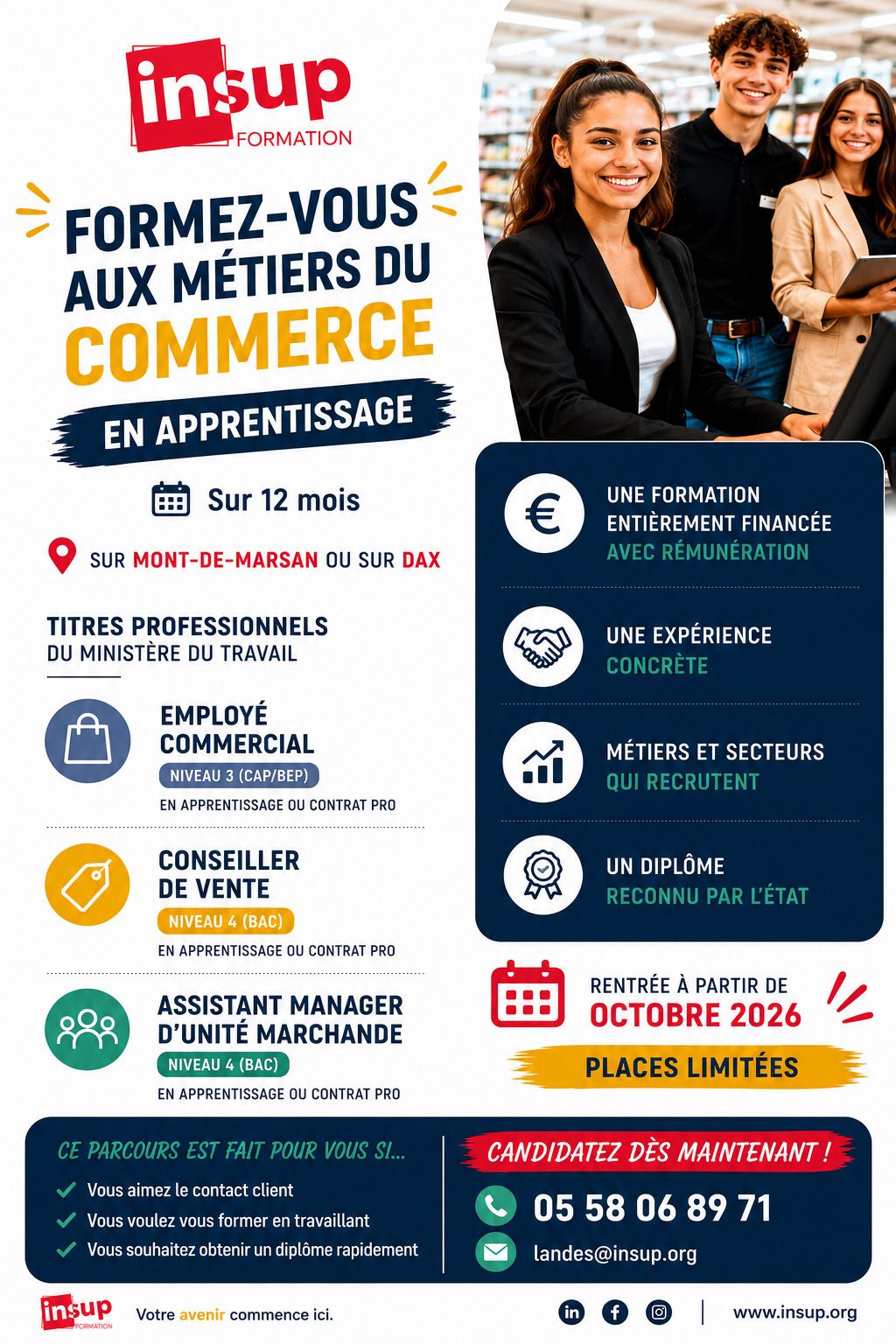 Découvrez les formations en alternance dans le commerce avec l'INSUP