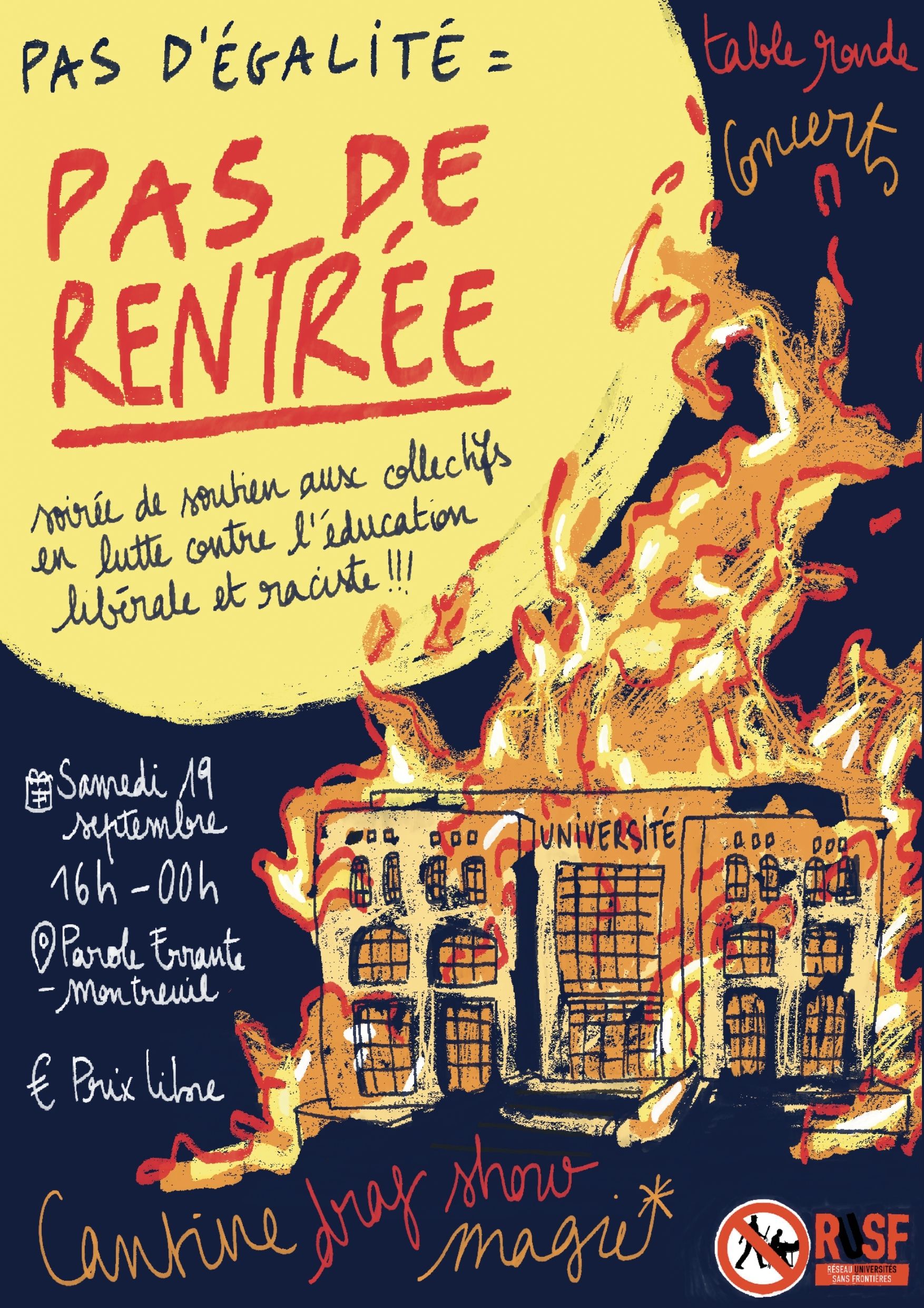 Pas d'égalité = Pas de rentrée !!! / Réseau Université Sans frontières