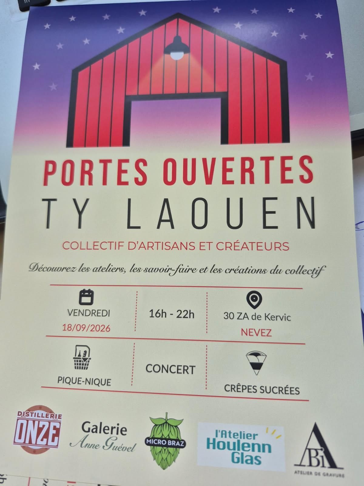 Affiche Portes Ouvertes Ty Laouen - Collectif d'Artisans et Créateurs
