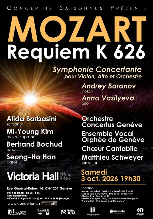Requiem de Mozart - Orchestre Concertus dirigé par Matthieu Schweyer, Alida Barbasini, Mi-Young Kim, Daniel Duri et Seong-Ho