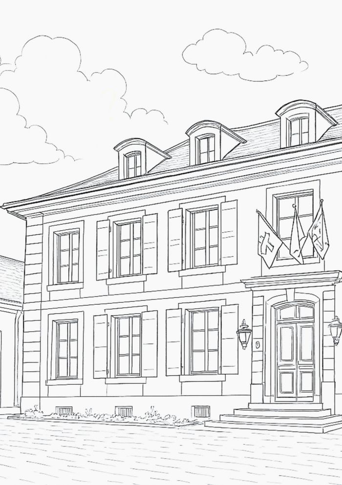 Dessin de la Façade principale de la Mairie de Cologny