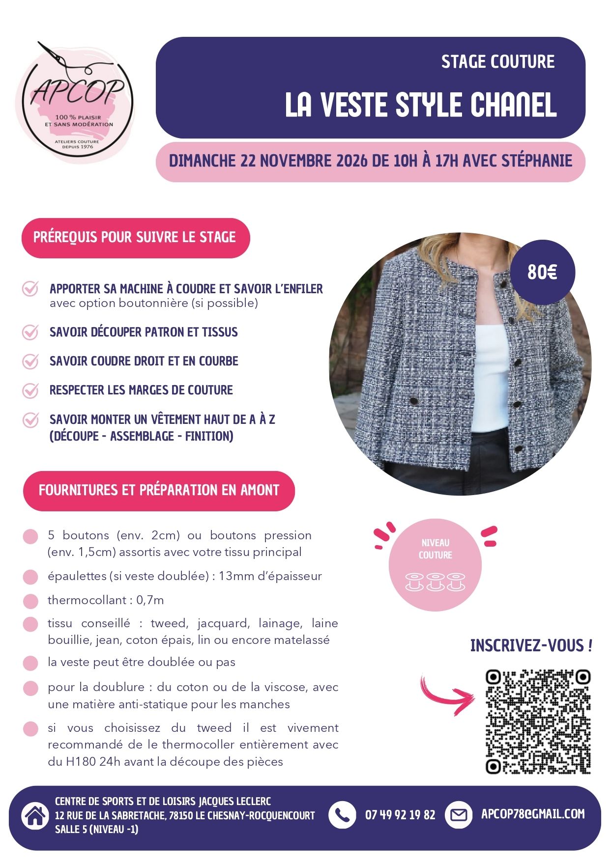 Stage Couture : " La Veste style Chanel ".