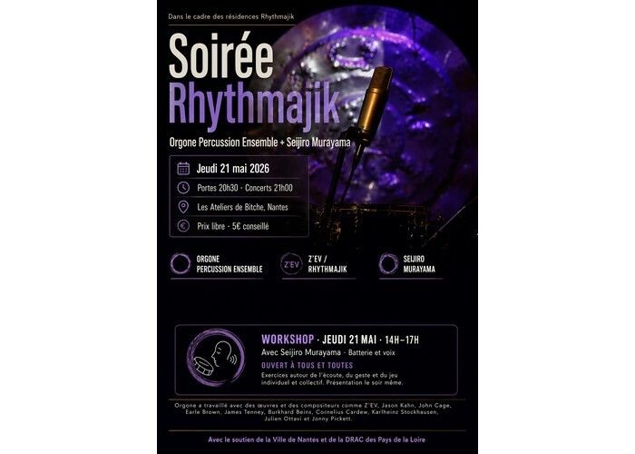Soirée Rhythmajik – Orgone Percussion Ensemble avec Seijiro Murayama