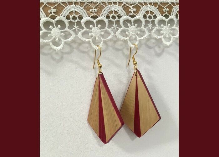 Marqueterie de paille : boucles d'oreille - par Ô P'tits Coins