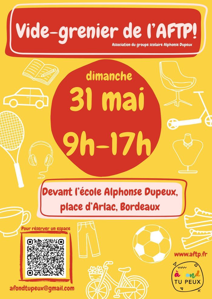 Vide-grenier de l'association AFTP de l'école Alphonse Dupeux - A Fond Tu Peux