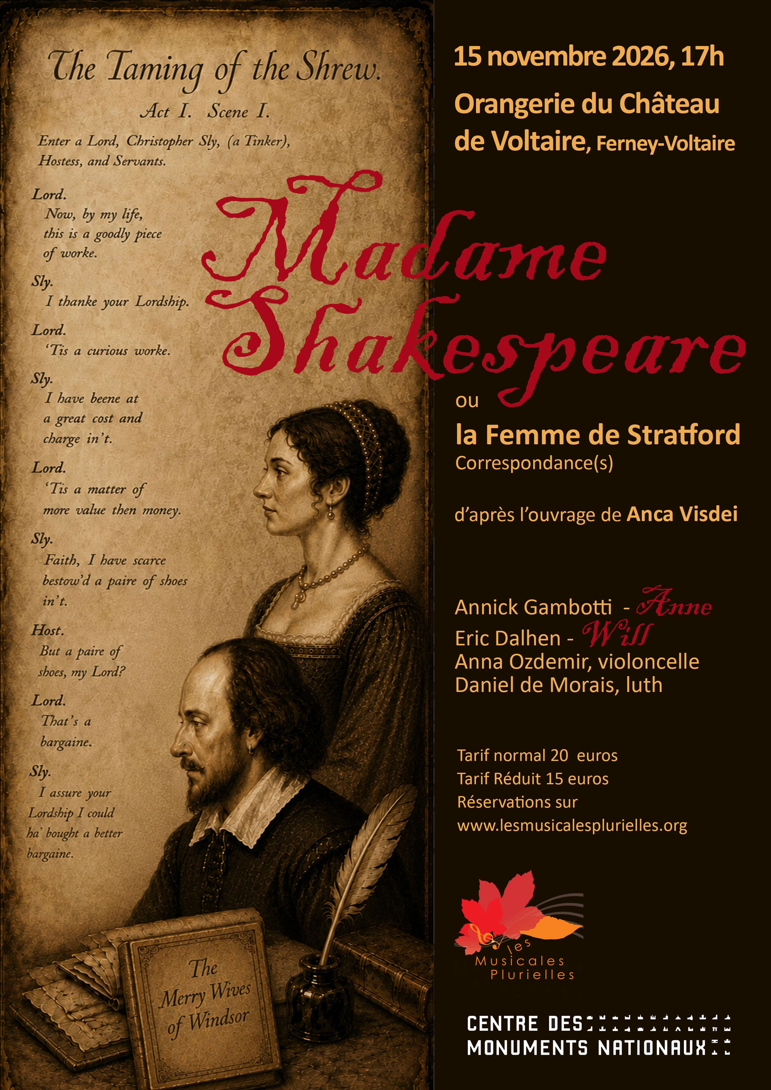 Madame Shakeapeare
ou la Femme de Stradford