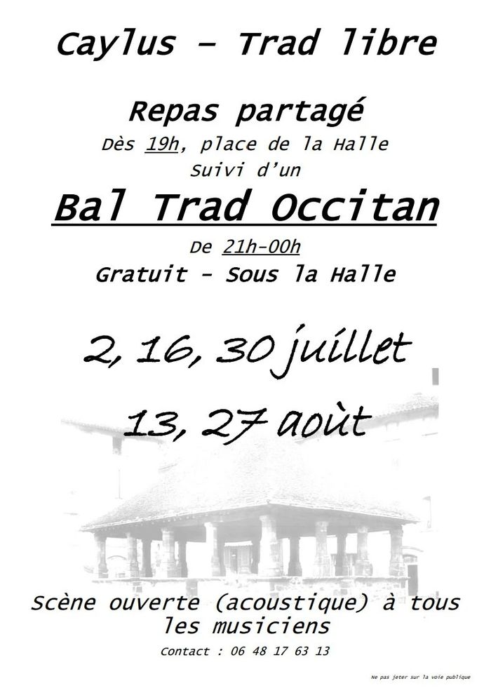 Affiche — Caylus Bal trad sous la halle & repas partagé