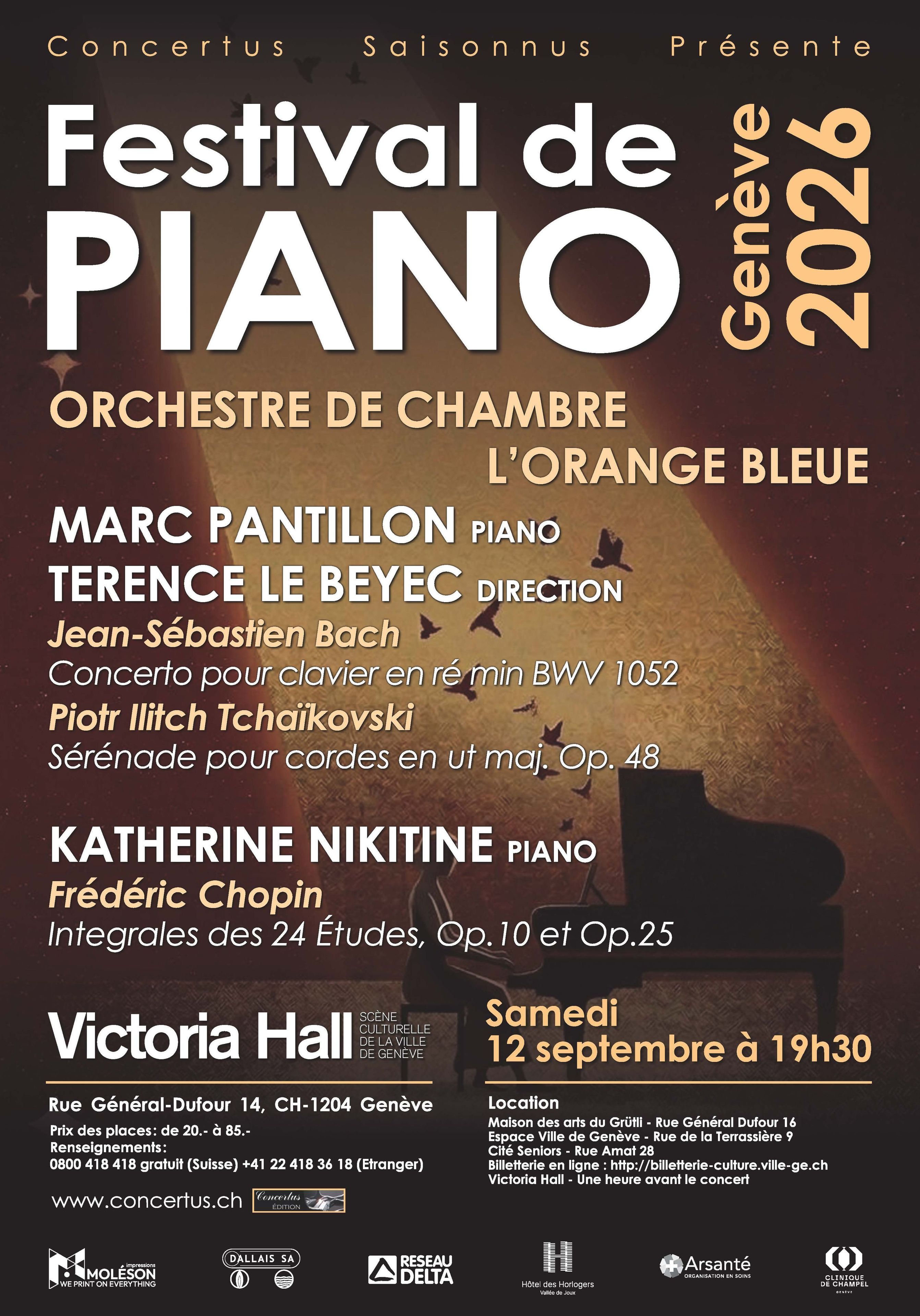 Festival de piano 2026: Orchestre de Chambre l’Orange Bleue, Marc Pantillon et Katherine Nikitine