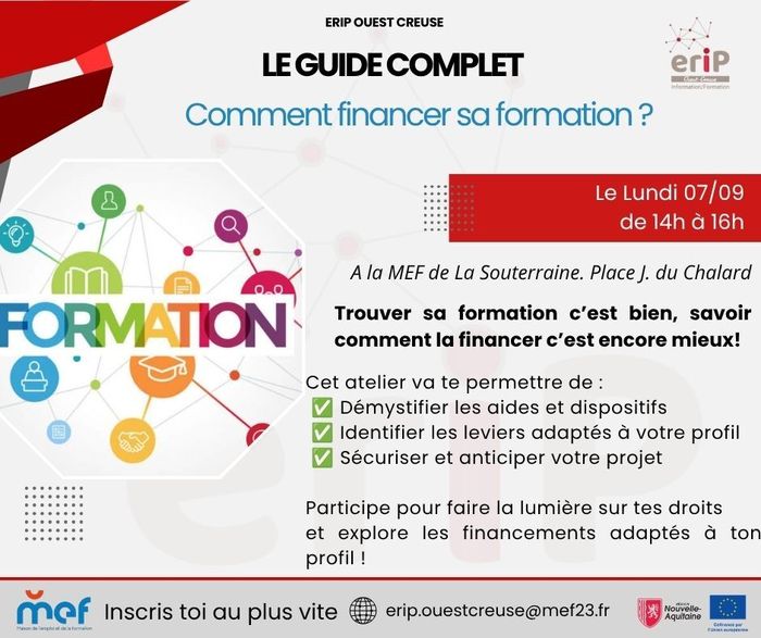 L'ERIP Ouest Creuse organise un atelier sur les financements possibles en fonction de chaque situation.