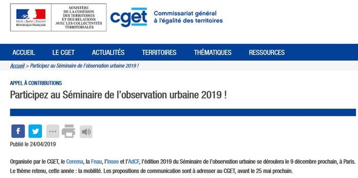 Séminaire de l’observation urbaine 2019