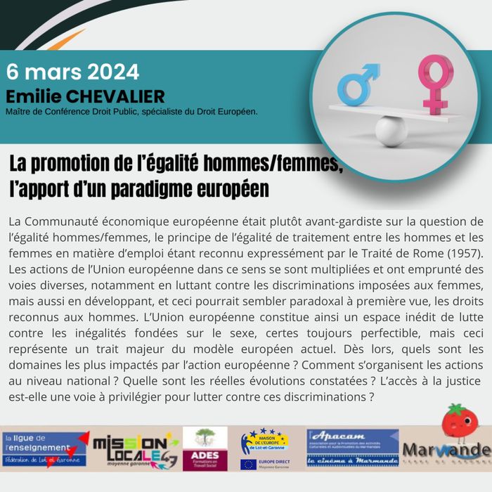 Conférence sur l'égalité hommes-femmes à l'U.Pop de Marmande