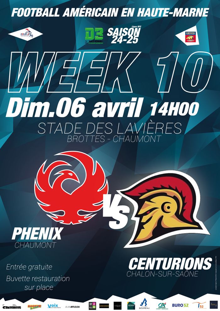 Match de Football américain : Phenix de Chaumont vs Centurions de Chalon-sur Saône