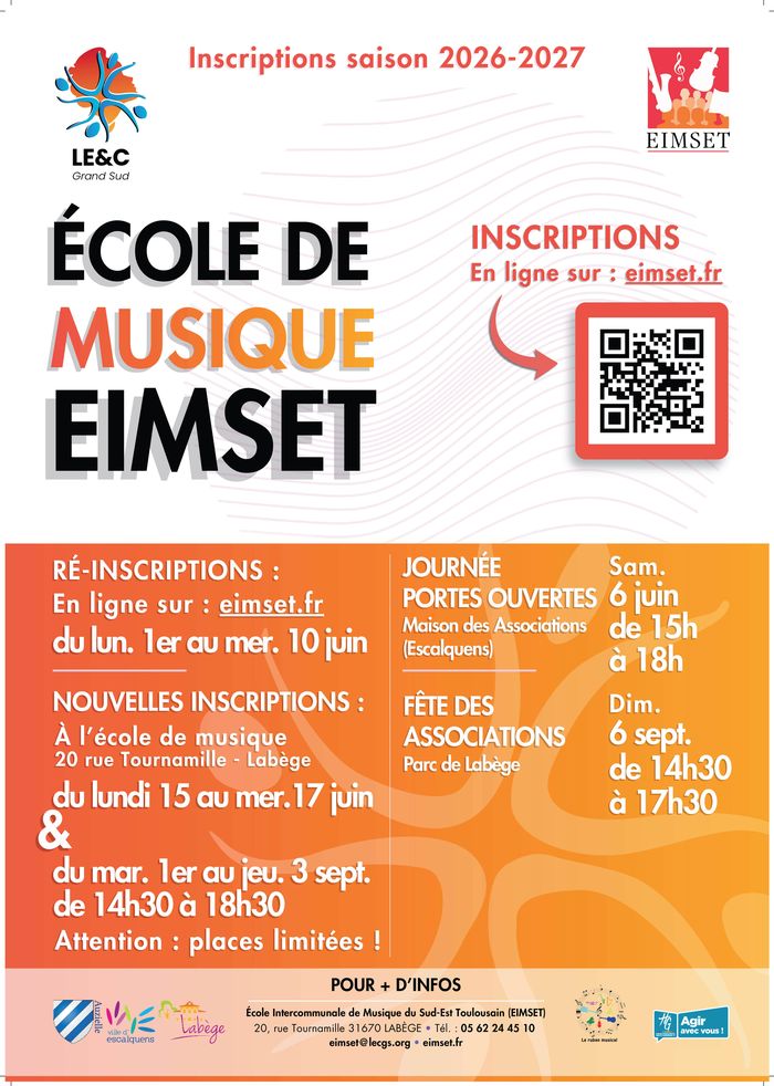 Inscriptions école de musique pour la saison 2026-2027