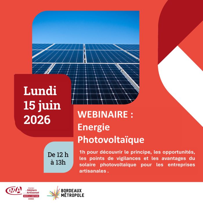 Webinaire Energie Photovoltaïque : opportunités et avantages pour les entreprises artisanales