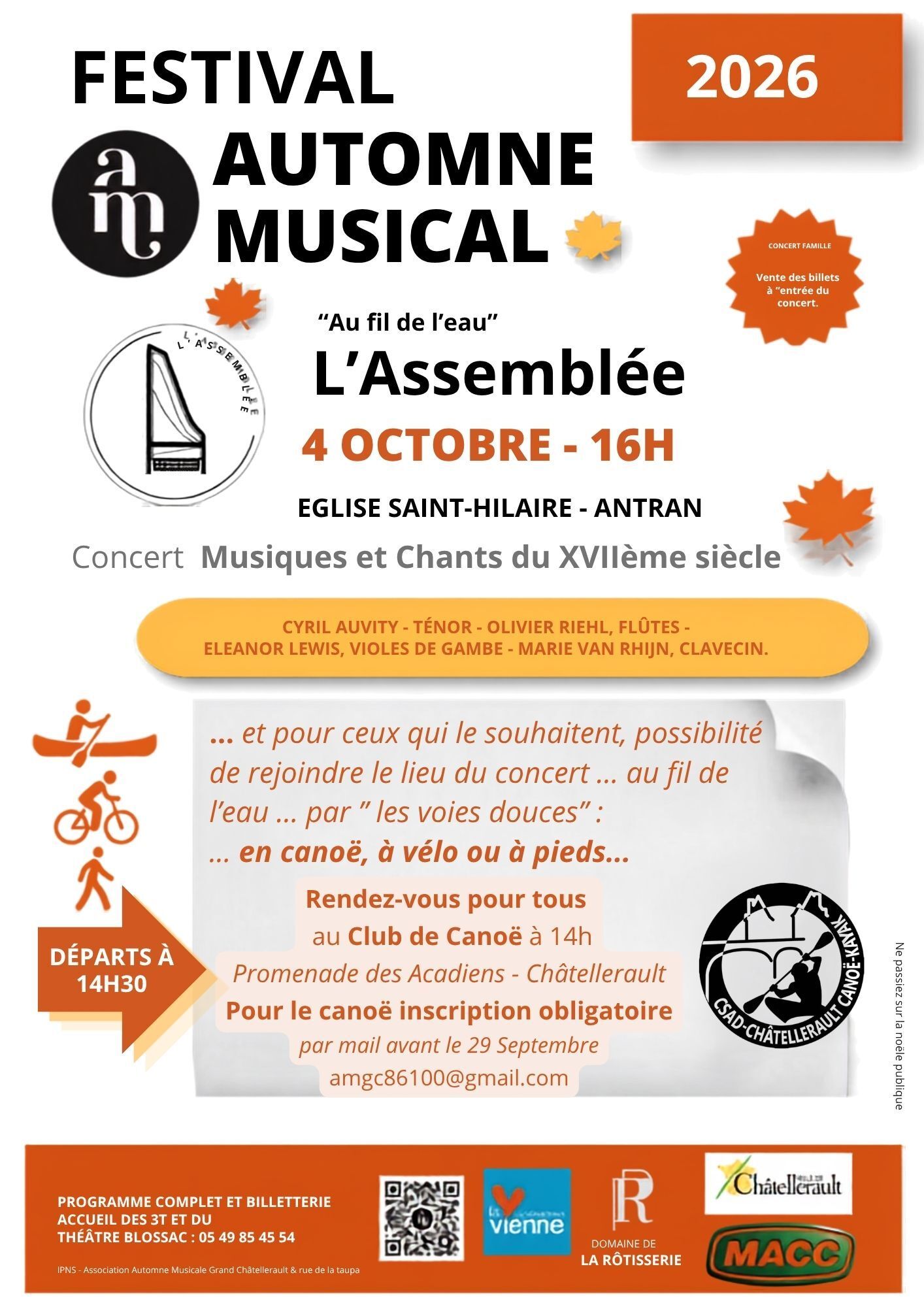 « Au fil de l’eau »...  
Musiques et chants du XVIIe siècle