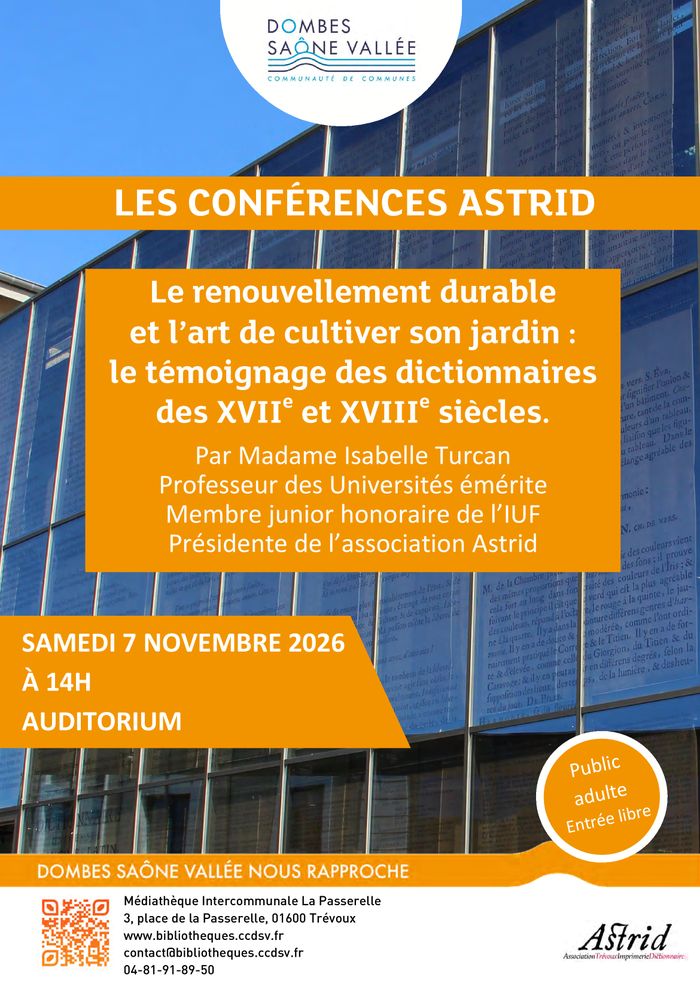 [CONFÉRENCE] Le renouvellement durable et l'art de cultiver son jardin : le témoignage des dictionnaires des XVIIe et XVIIIe siècles