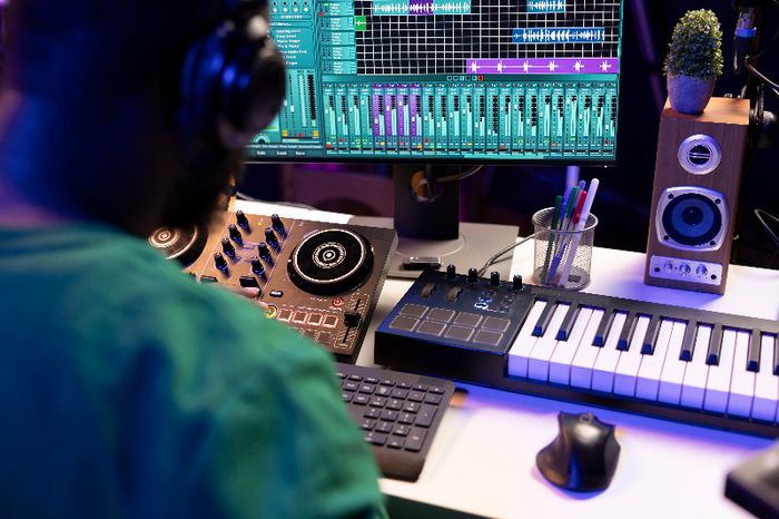 Affiche, Bulles numériques : Création de musique électronique sur ordinateur