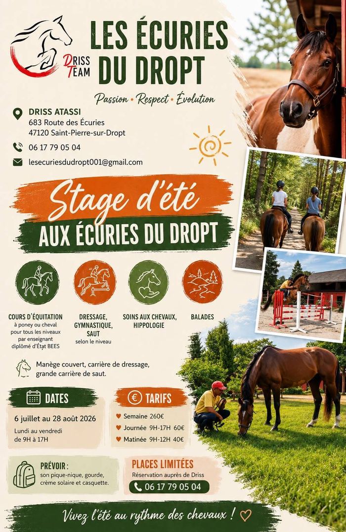 Stage d'été à cheval ou poney, Lot-et-Garonne