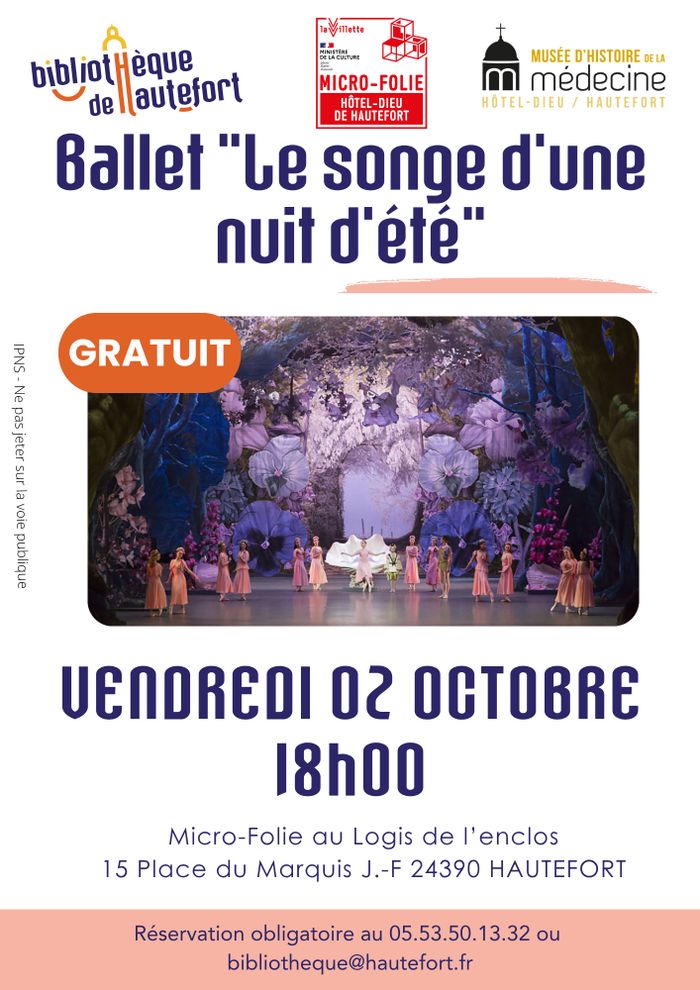 Diffusion du ballet « Songe d'une nuit d'été »