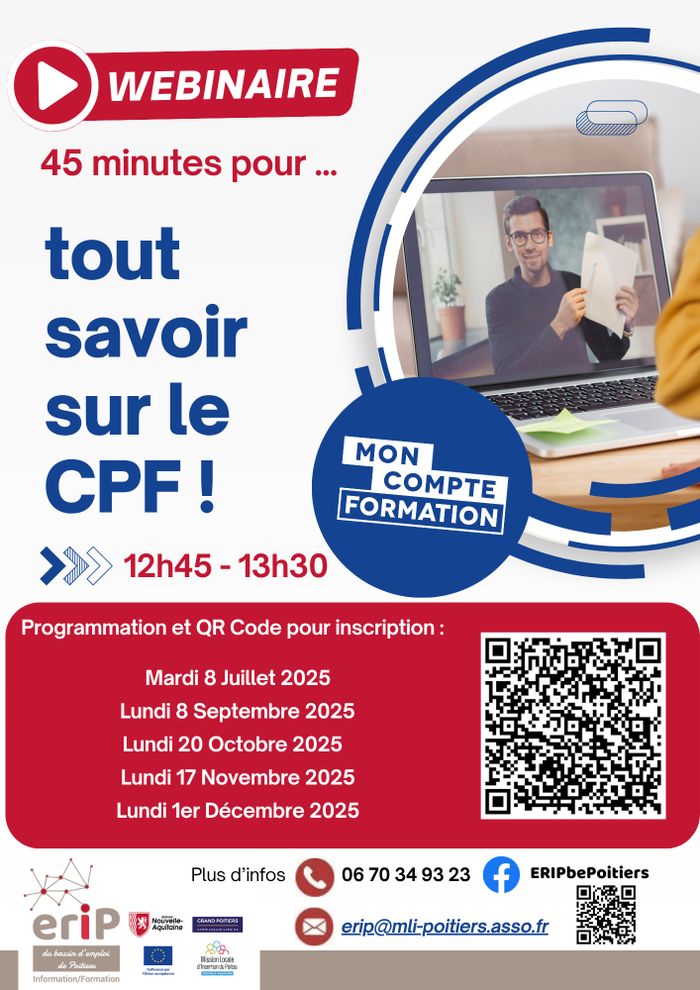 Webinaire de 45 minutes pour s'informer sur le CPF