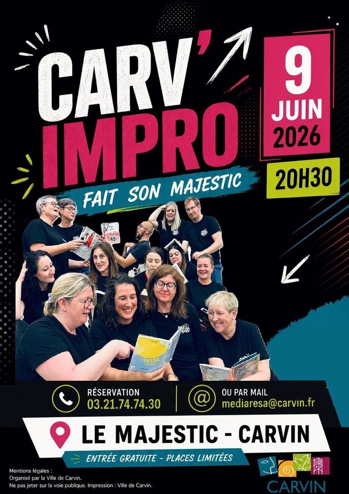 Préparez-vous à une soirée pleine de rires, de surprises et d’improvisation ! La troupe Carv’Impro investit la scène du Majestic de Carvin pour un spectacle unique où tout peut arriver…