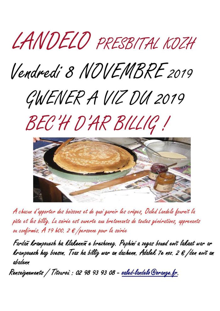 Bec'h d'ar billig (repas crêpes en breton) à Landeleau
