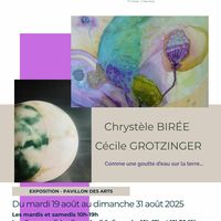Exposition peinture & céramique Chrystèle Birée & Cécile Grotzinger. Comme une goutte d'eau sur la terre...vernissage le 19 août 18h30