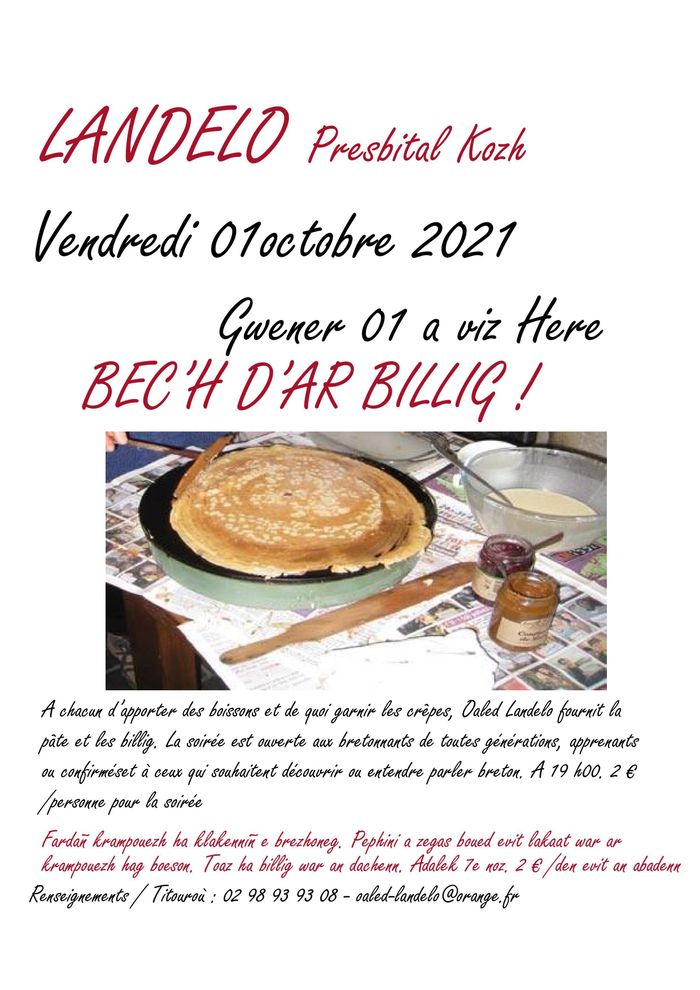 Bec'h d'ar billig (repas crêpes en breton) à Landeleau