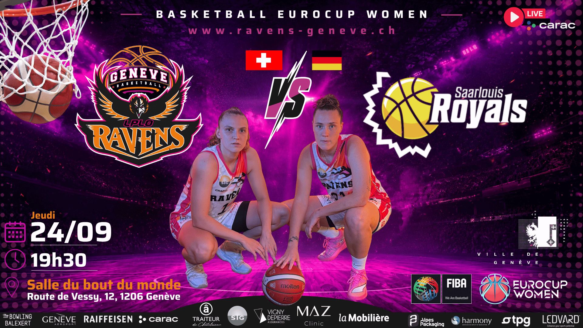 Match Eurocup Ravens de Genève vs Saarlouis Royals