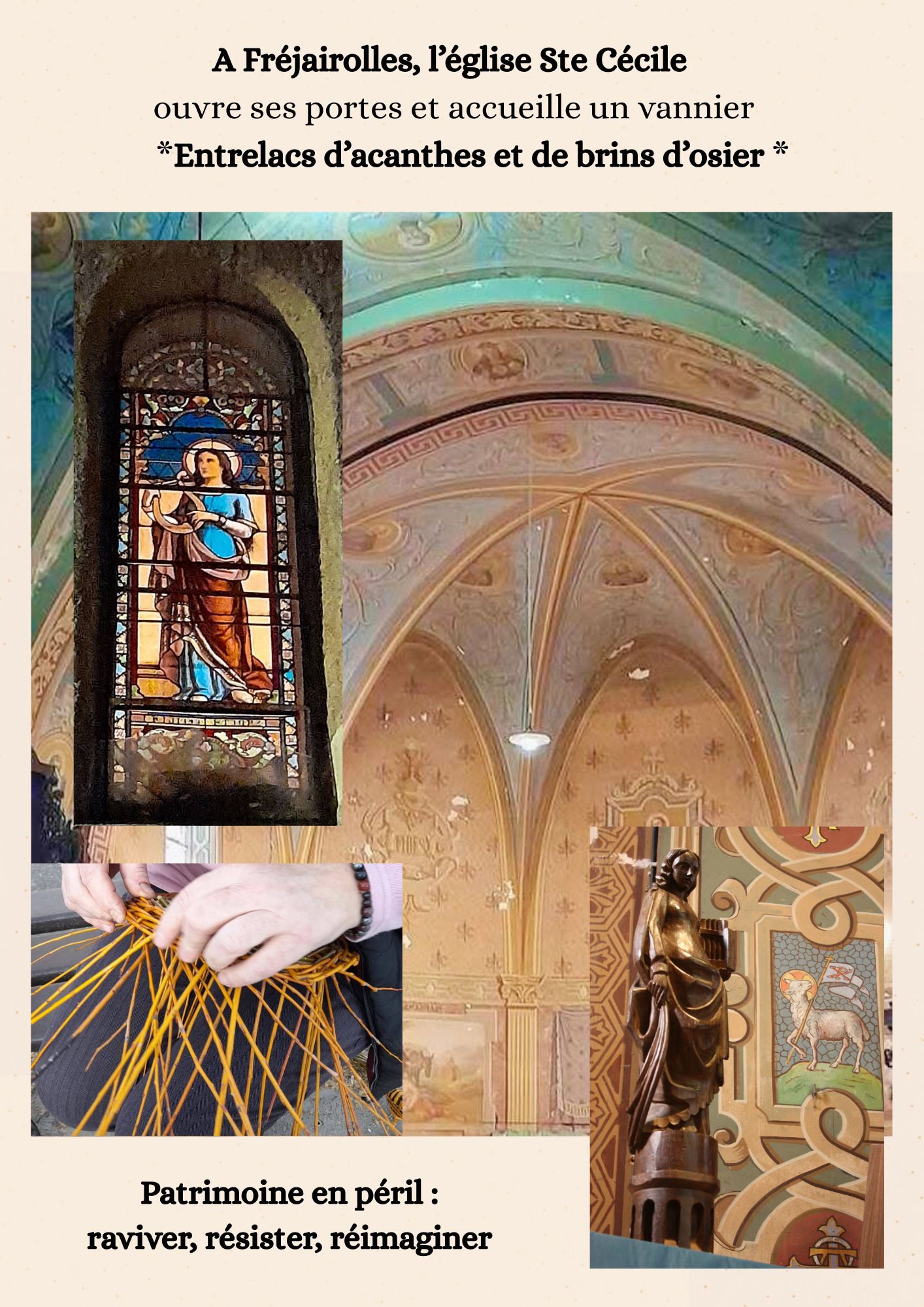 Visite guidée de l'église Sainte-Cécile et démonstration de vannerie