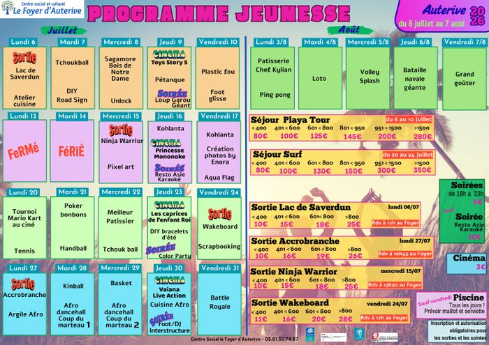 Programme Espace Jeunes (11-17 ans) - Centre Social et Culturel le Foyer d'Auterive