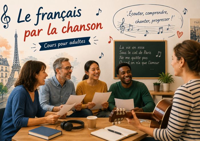 Affiche — Français Langue Étrangère (FLE) - Le français par la chanson - NOUVEAU!