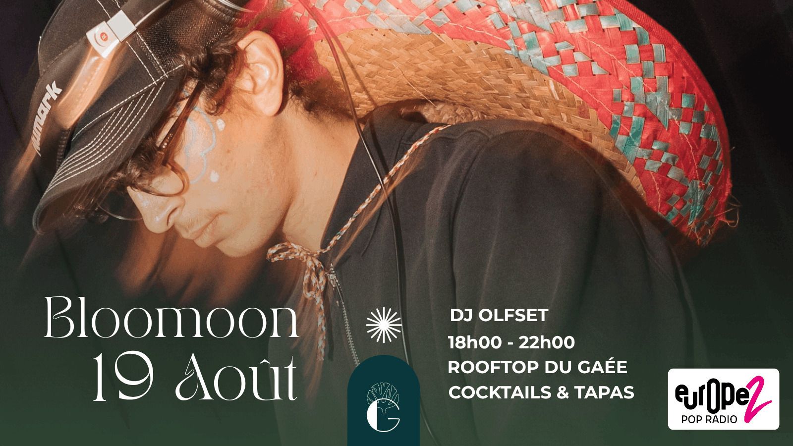 BLOOMOON : DJ Olfset et Vignerons d’Oléron au Rooftop du GAÉE le Mercredi 19 Août de 18h00 à 22h00