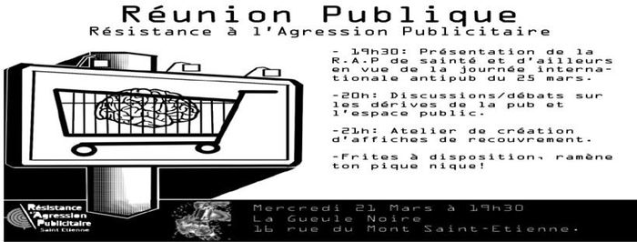 (réunion publique) Résistance à l'Agression Publicitaire avant Rassemblement PLACE BELLEVUE Mardi 25