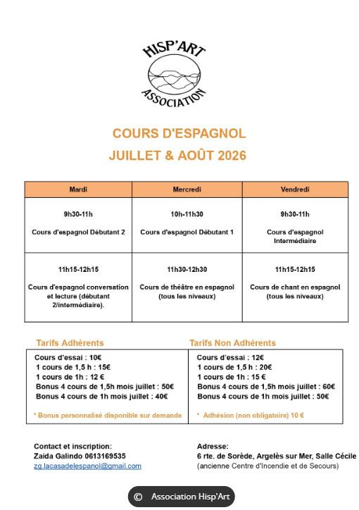 Cours d'espagnol de l'été