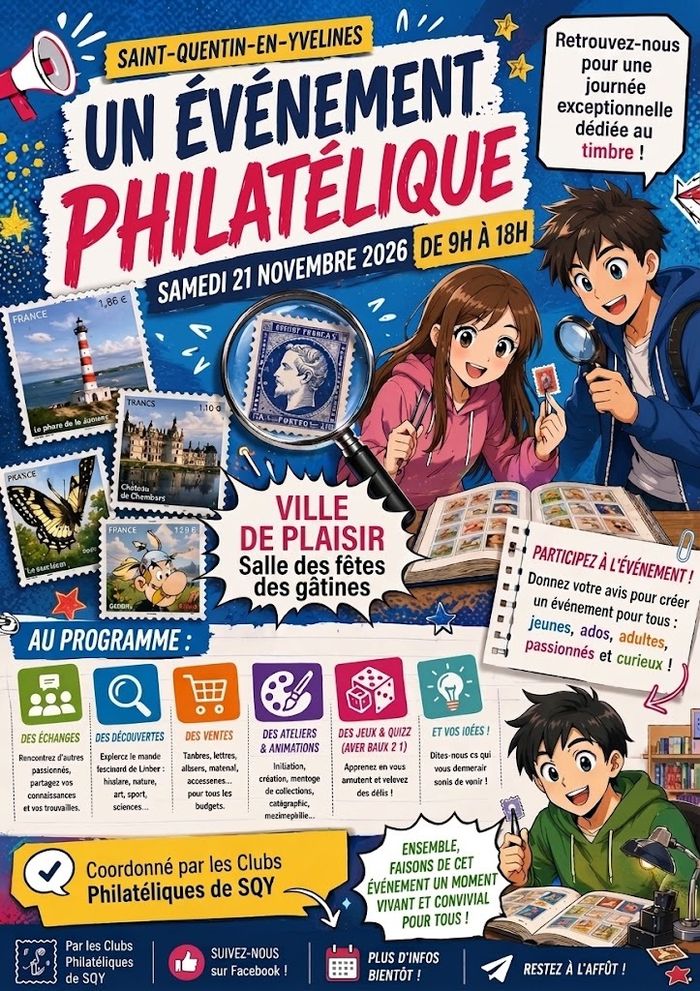1er Salon / Bourse Philatélique. Une belle occasion de faire vivre la passion des Timbres et de la carte postale orientée sur le voyage, le patrimoine et les personnages célèbres.