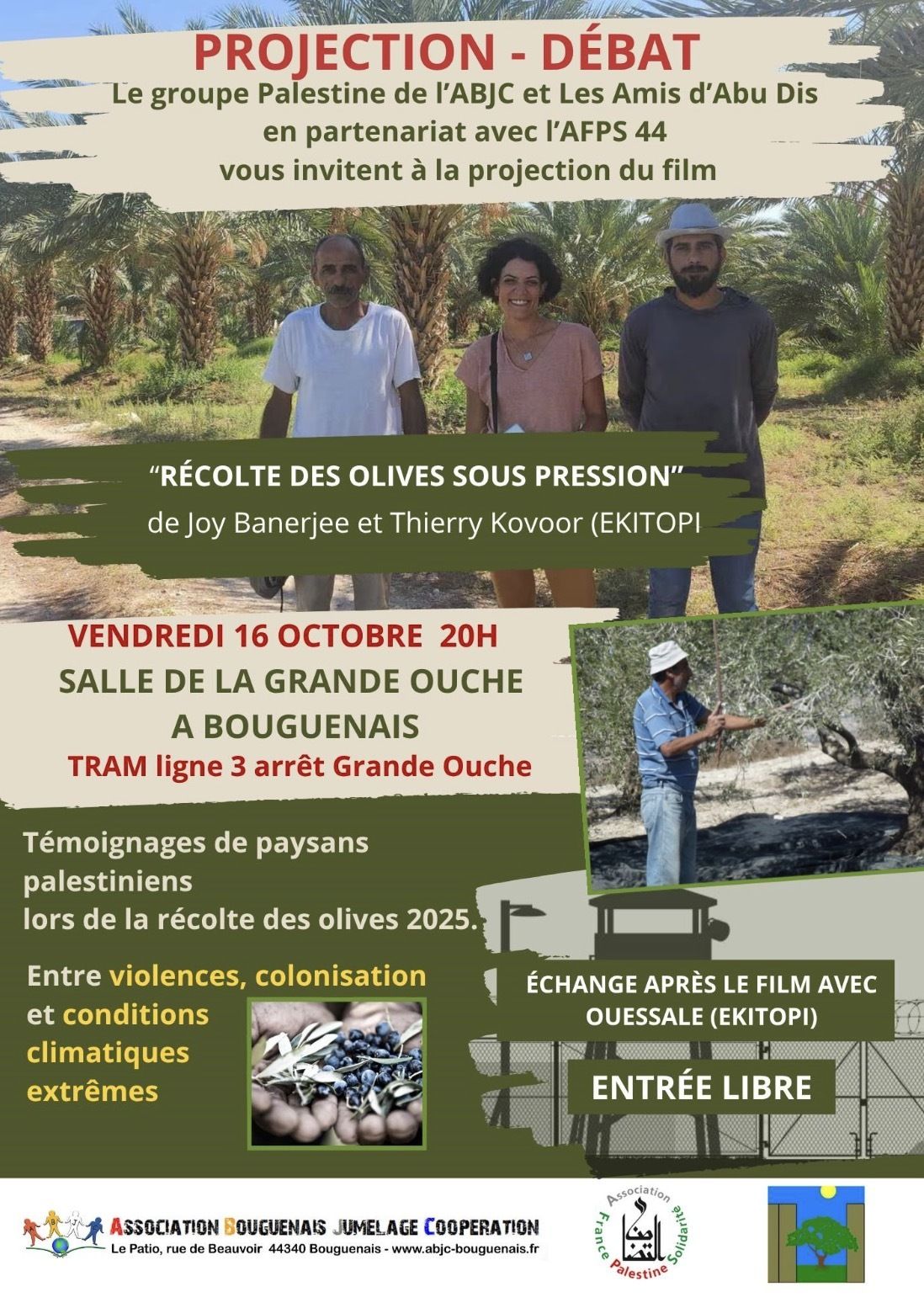 Projection débat : film "RÉCOLTE D’OLIVES SOUS PRESSION"
