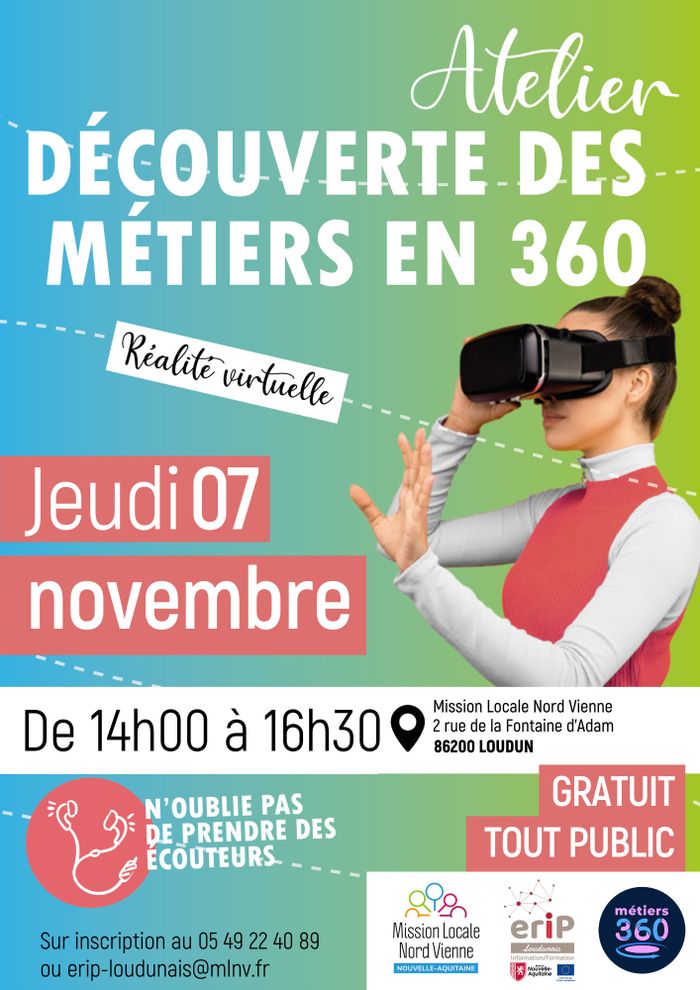 L’ERIP Loudunais organise un atelier « Découverte des métiers en 360° » le 7 novembre à Loudun.